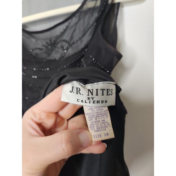 Vintage 90s Beaded Mesh Black Tank Top Fairy Whimsy Witchy Goth Shirt - Picture 6 of 6